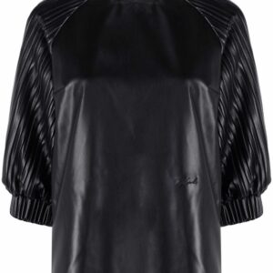 Karl Lagerfeld vegan leather pleated-sleeve top