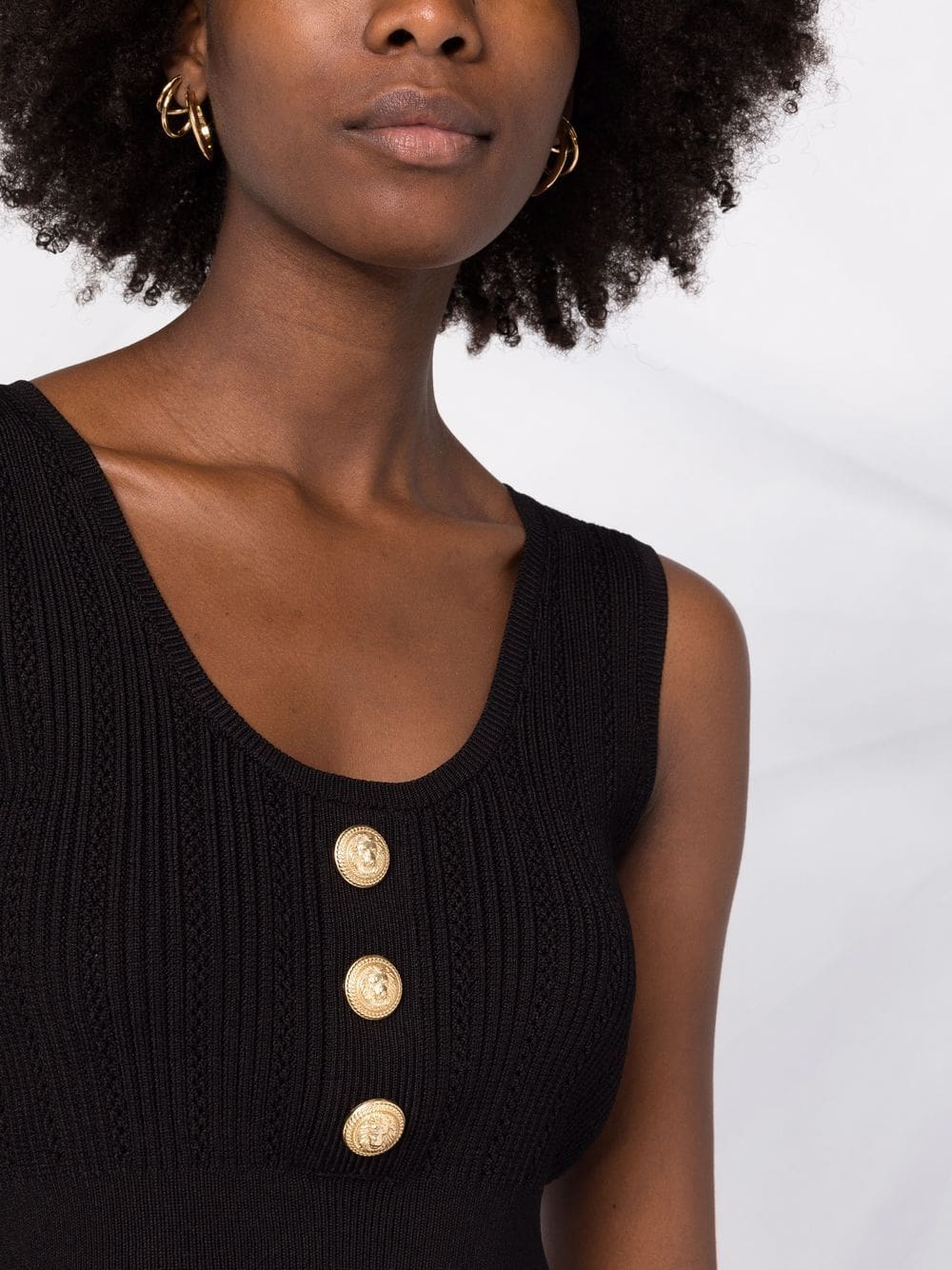 Balmain logo-button cropped sleeveless knitted top - Image 3