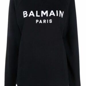 Balmain flocked logo-print sweatshirt