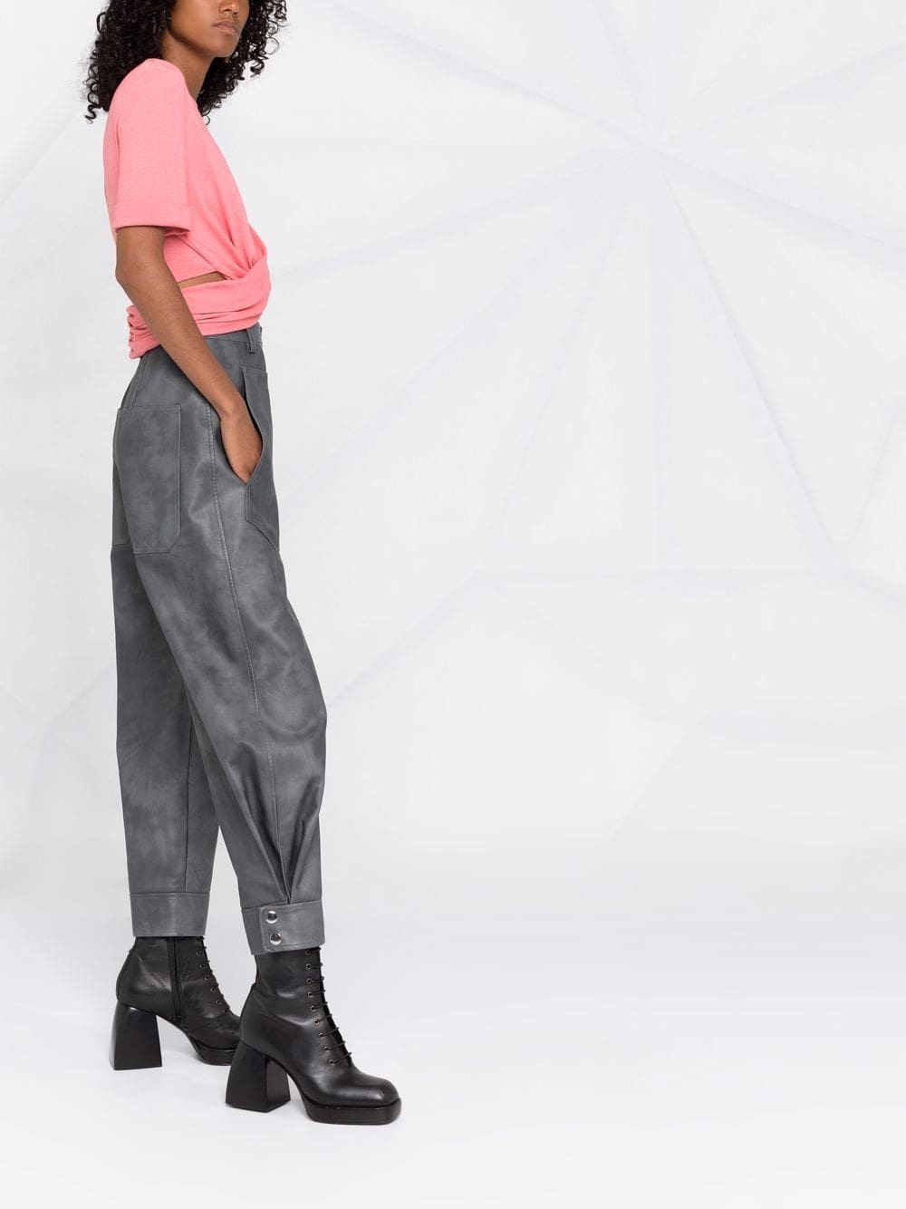 Balmain twist-detail cropped T-shirt - Image 4