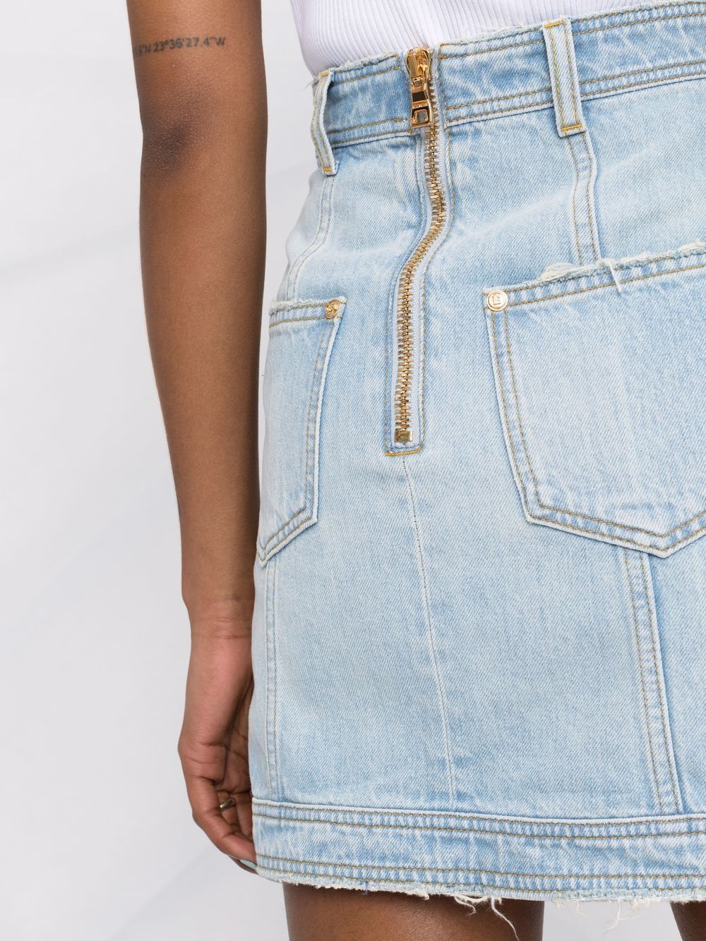 Balmain button-embellished denim skirt - Image 3