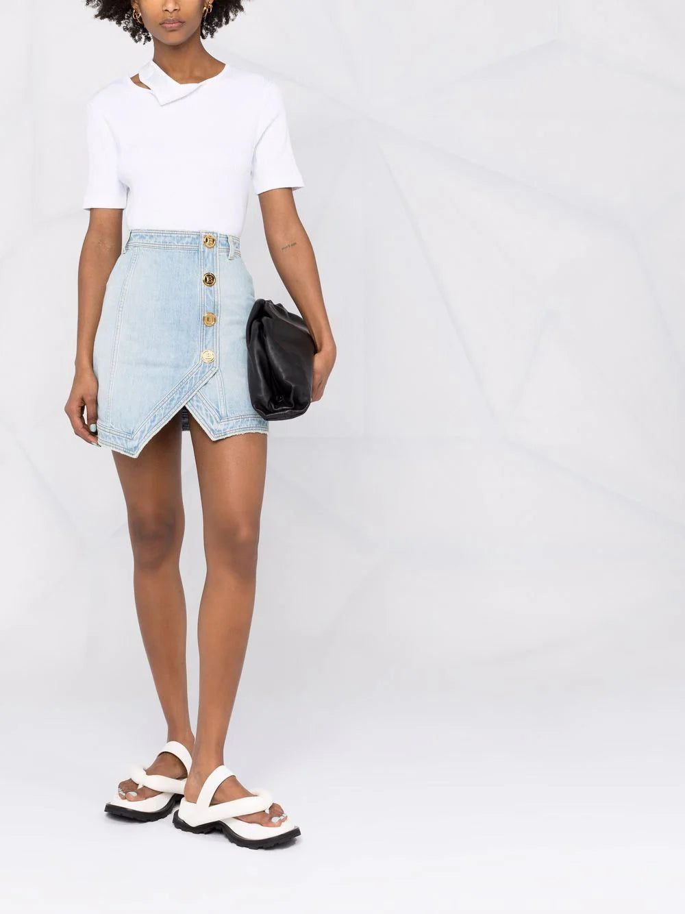 Balmain button-embellished denim skirt - Image 2