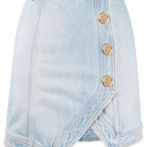 Balmain  button-embellished denim skirt
