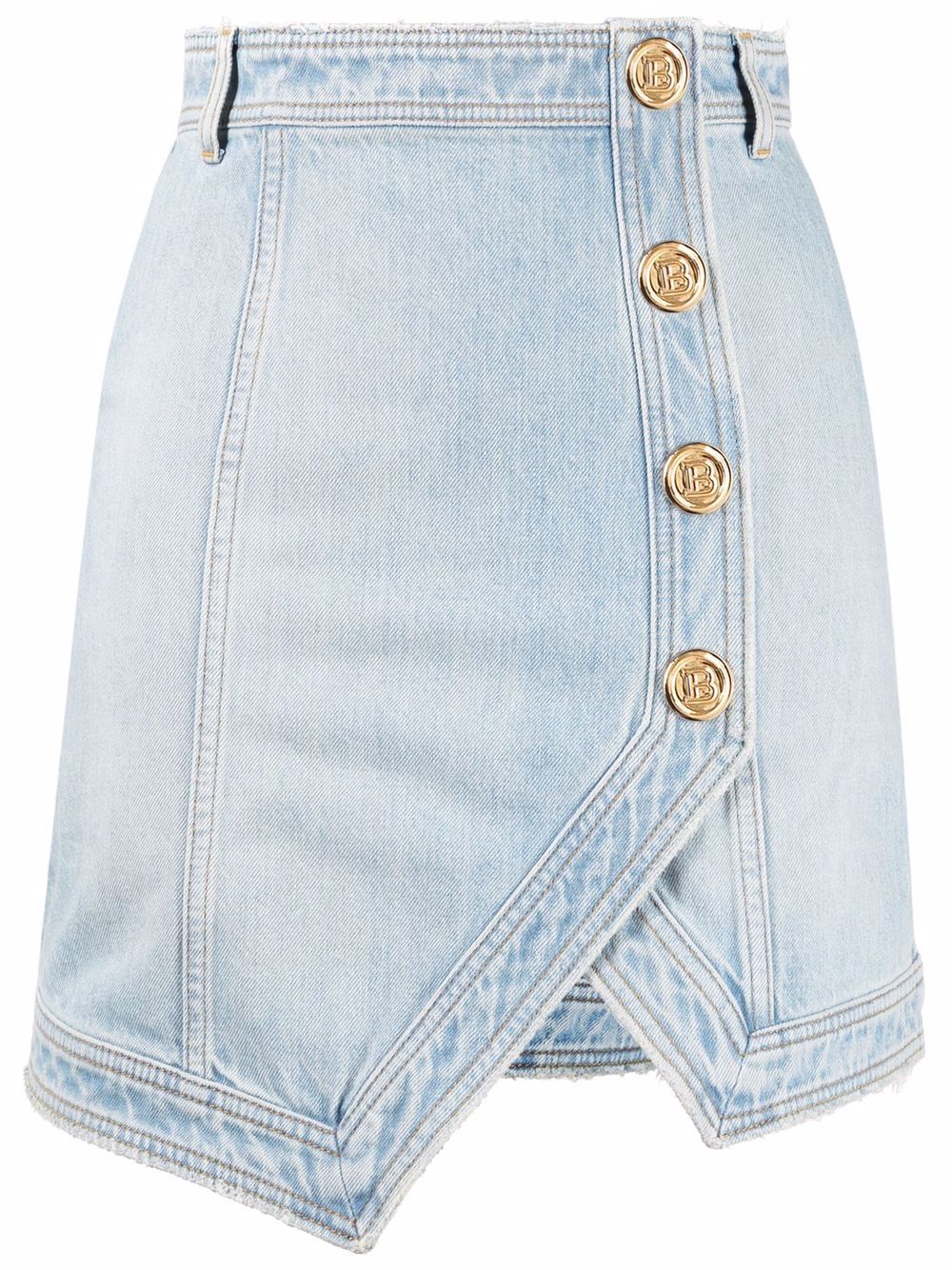 Balmain button-embellished denim skirt
