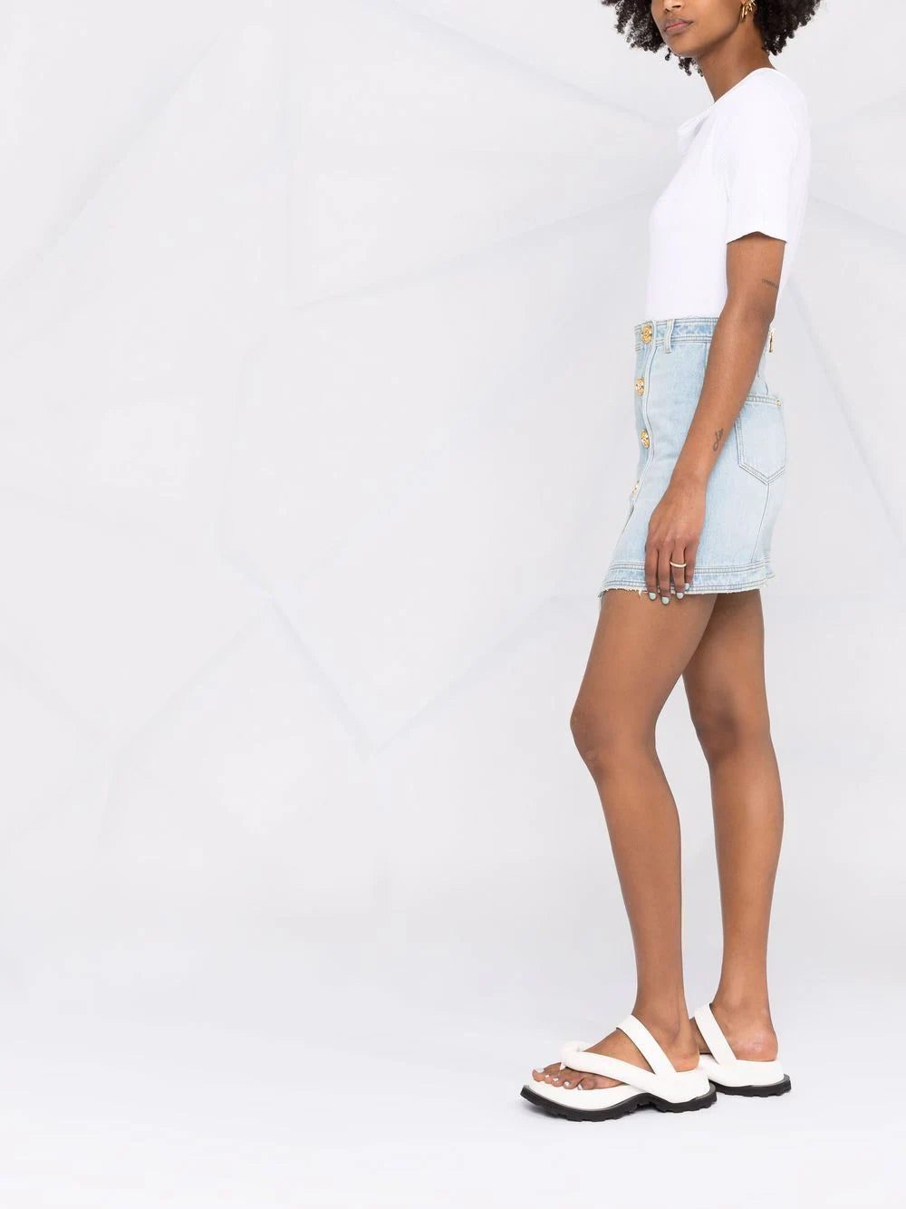 Balmain button-embellished denim skirt - Image 4