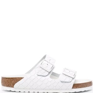 Birkenstock crocodile-effect double-strap leather sandals
