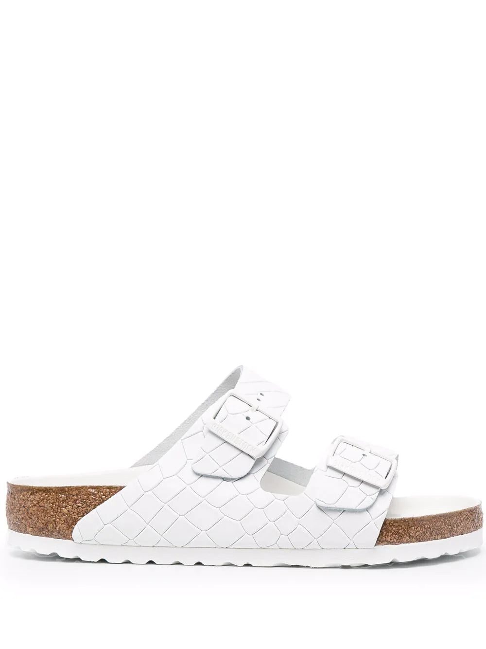 Birkenstock crocodile-effect double-strap leather sandals