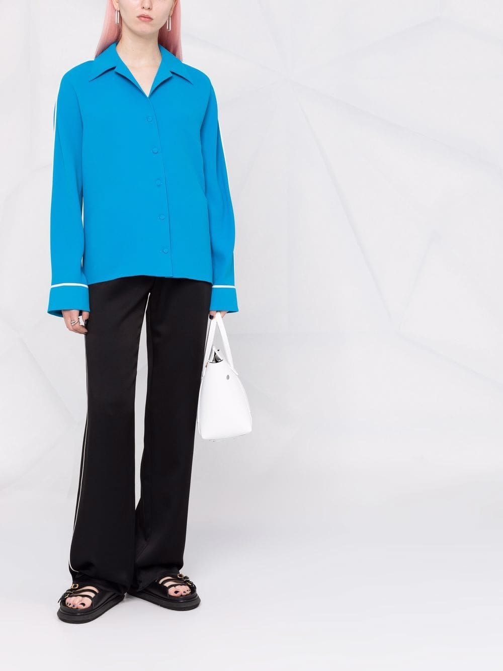 Off-White Cady contrast piping pajama shirt - Image 2