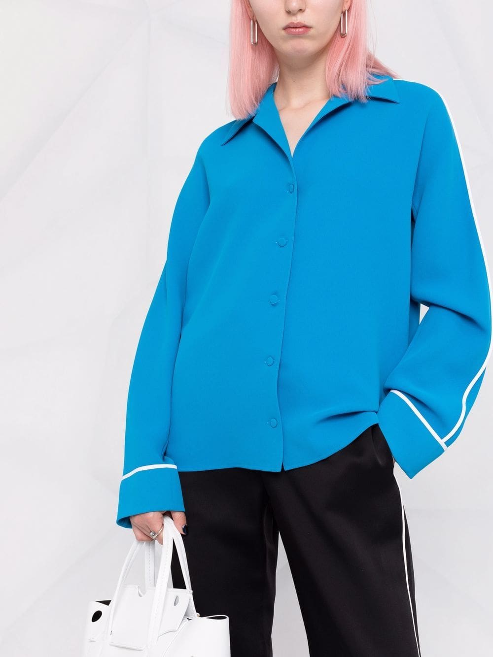 Off-White Cady contrast piping pajama shirt - Image 3