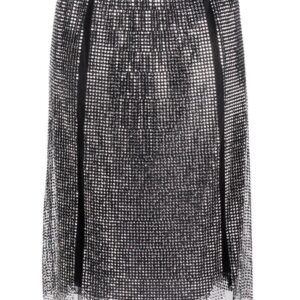 Prada crystal-embellished satin-trim skirt