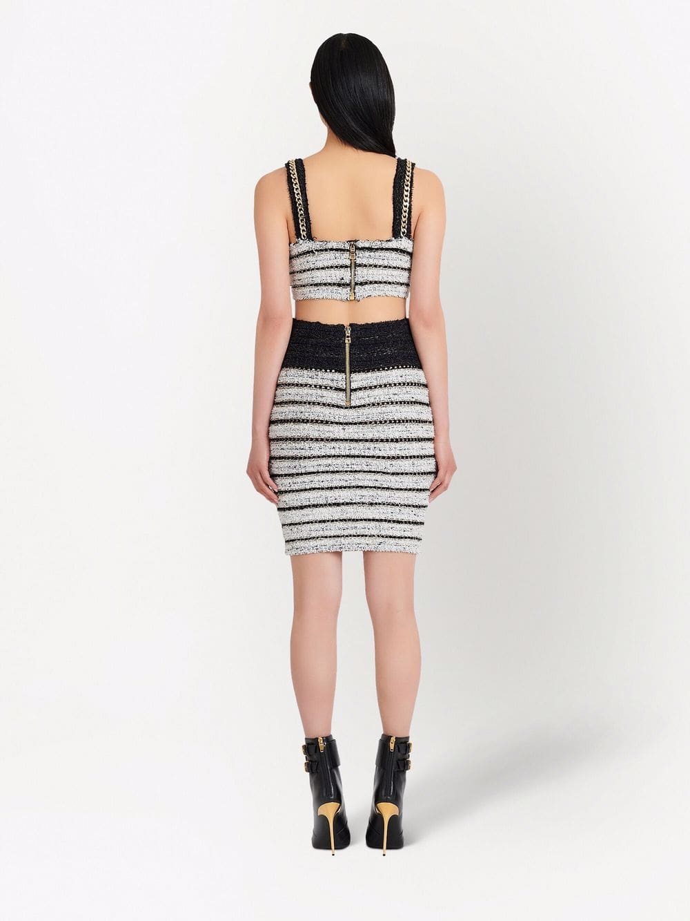 Balmain chain-straps tweed crop top - Image 4