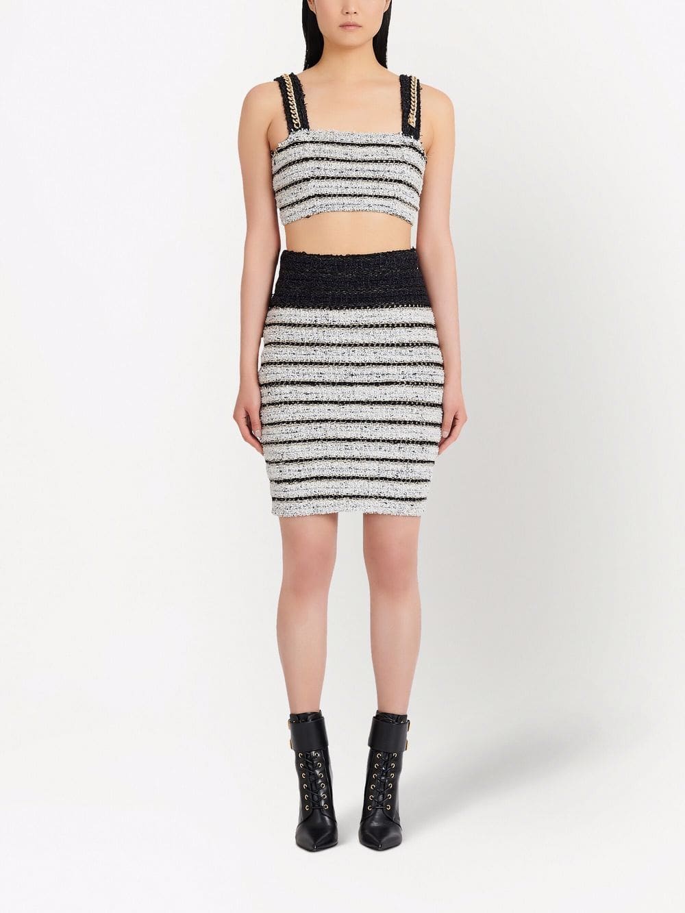 Balmain chain-straps tweed crop top - Image 3