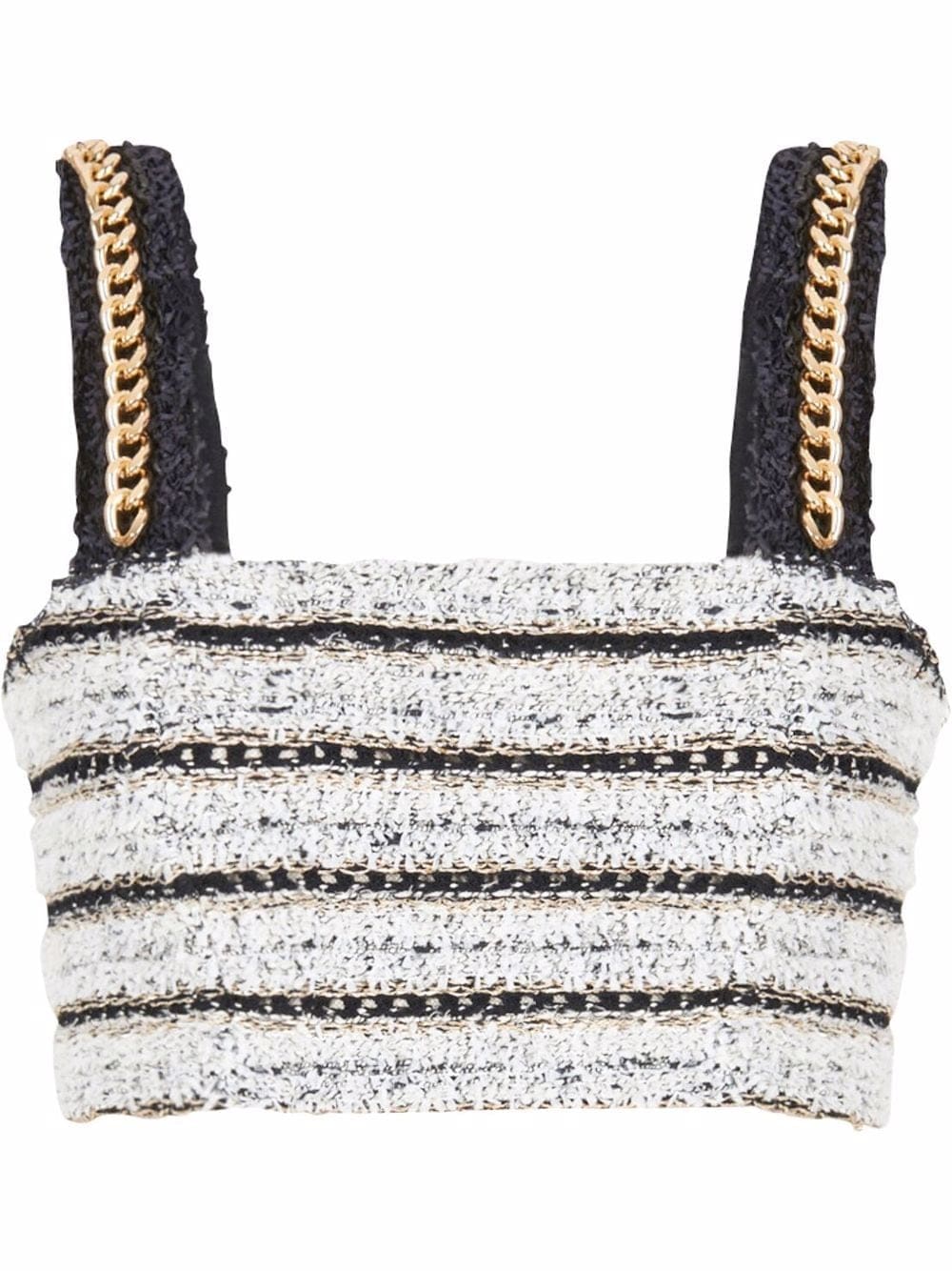 Balmain chain-straps tweed crop top
