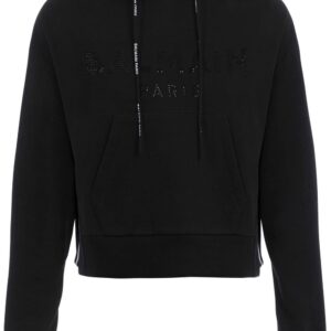 Balmain rhinestone cotton hoodie