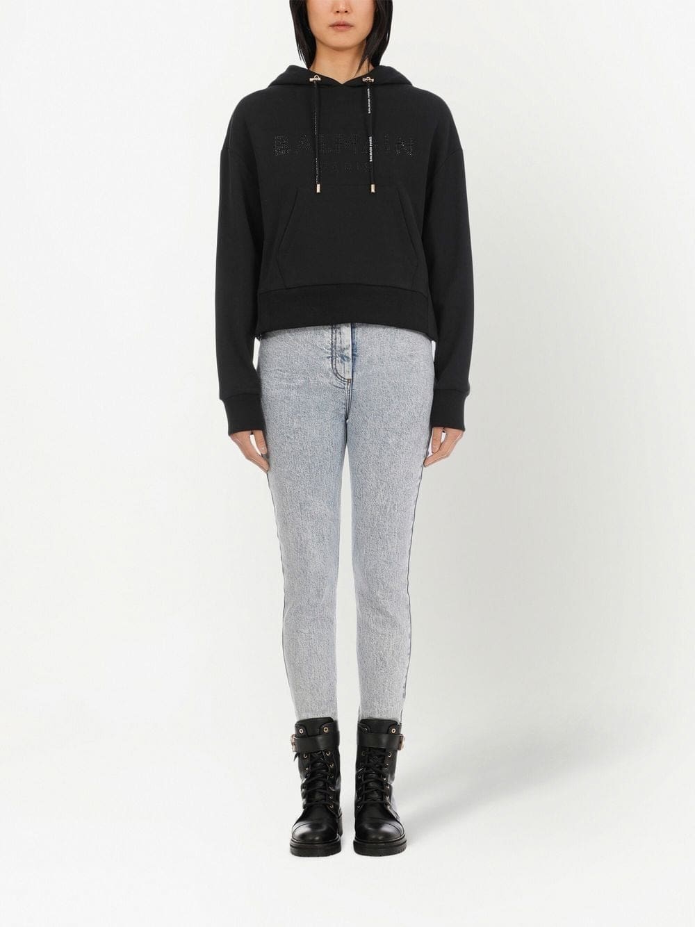 Balmain rhinestone cotton hoodie - Image 3