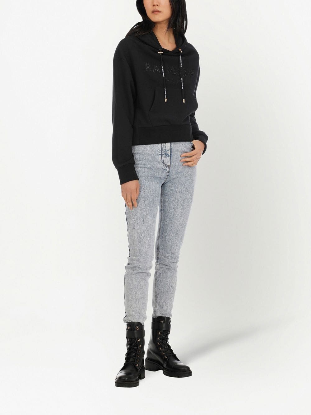 Balmain rhinestone cotton hoodie - Image 2