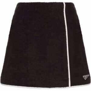 Prada logo-plaque terry-cloth skirt