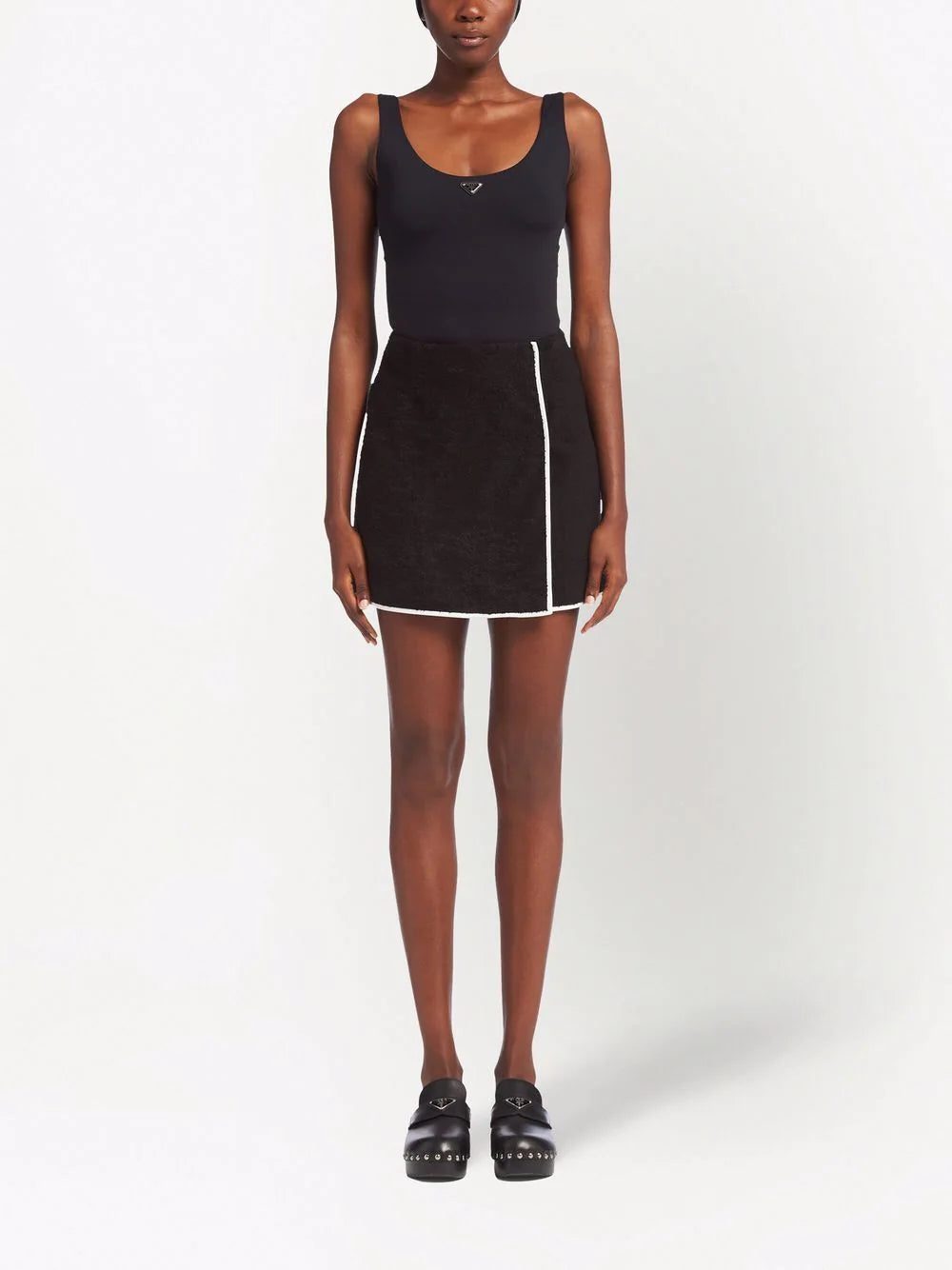 Prada logo-plaque terry-cloth skirt - Image 2