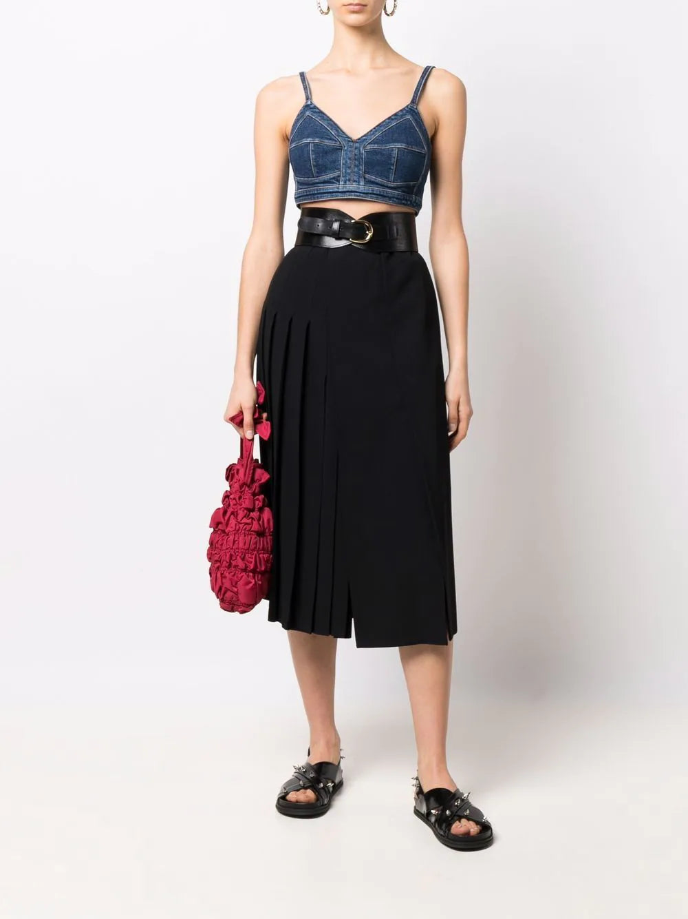 Alexander McQueen V-neck denim crop top - Image 2