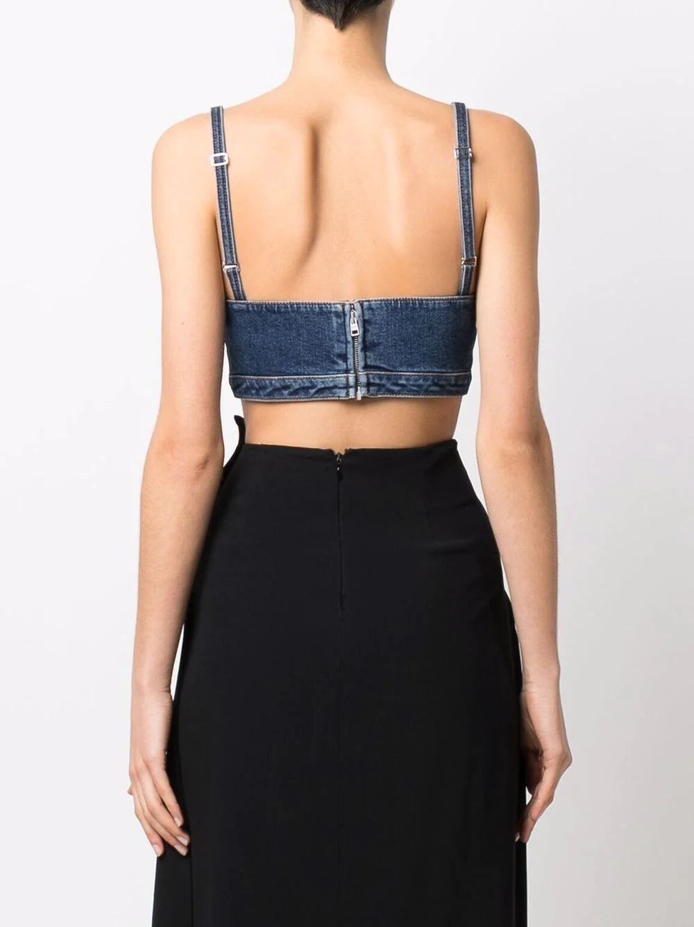Alexander McQueen V-neck denim crop top - Image 4