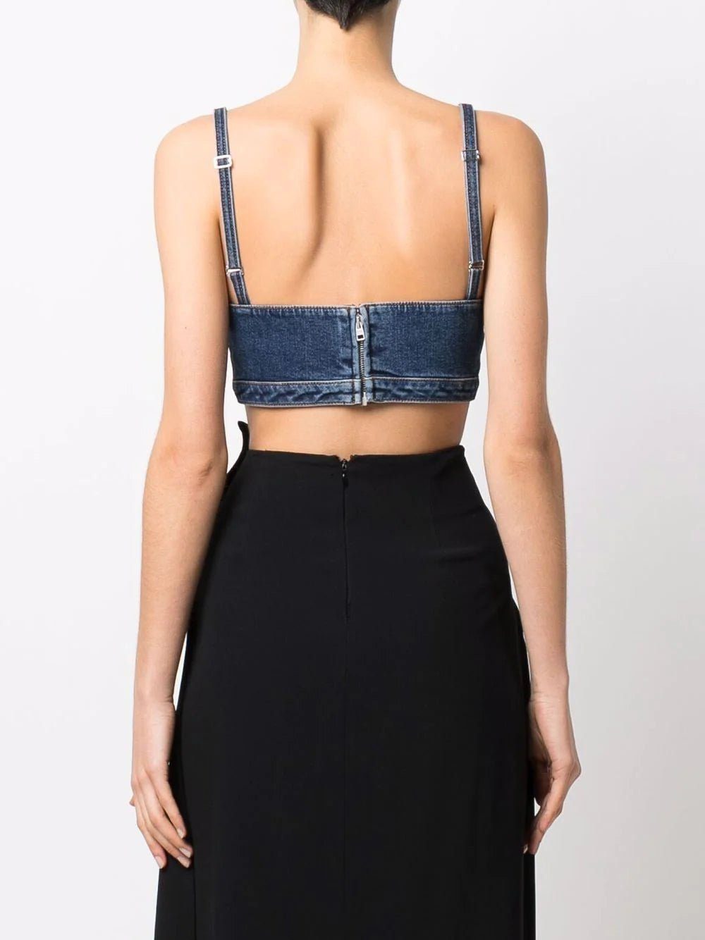 Alexander McQueen V-neck denim crop top - Image 4