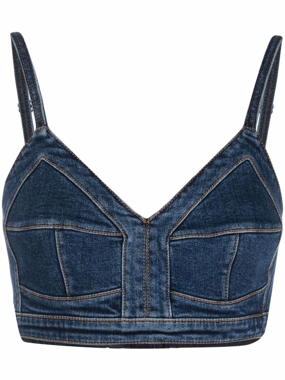 Alexander McQueen V-neck denim crop top