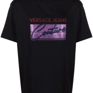 Versace Jeans Couture logo-print glittered T-shirt