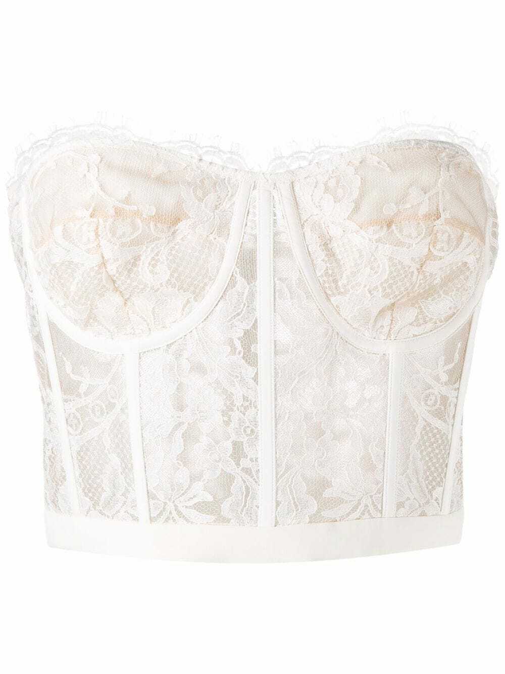 Alexander McQueen floral-lace bustier top