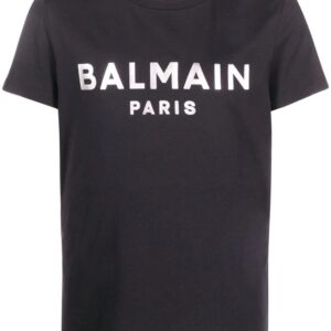 Balmain  metallic logo-print cotton T-shirt