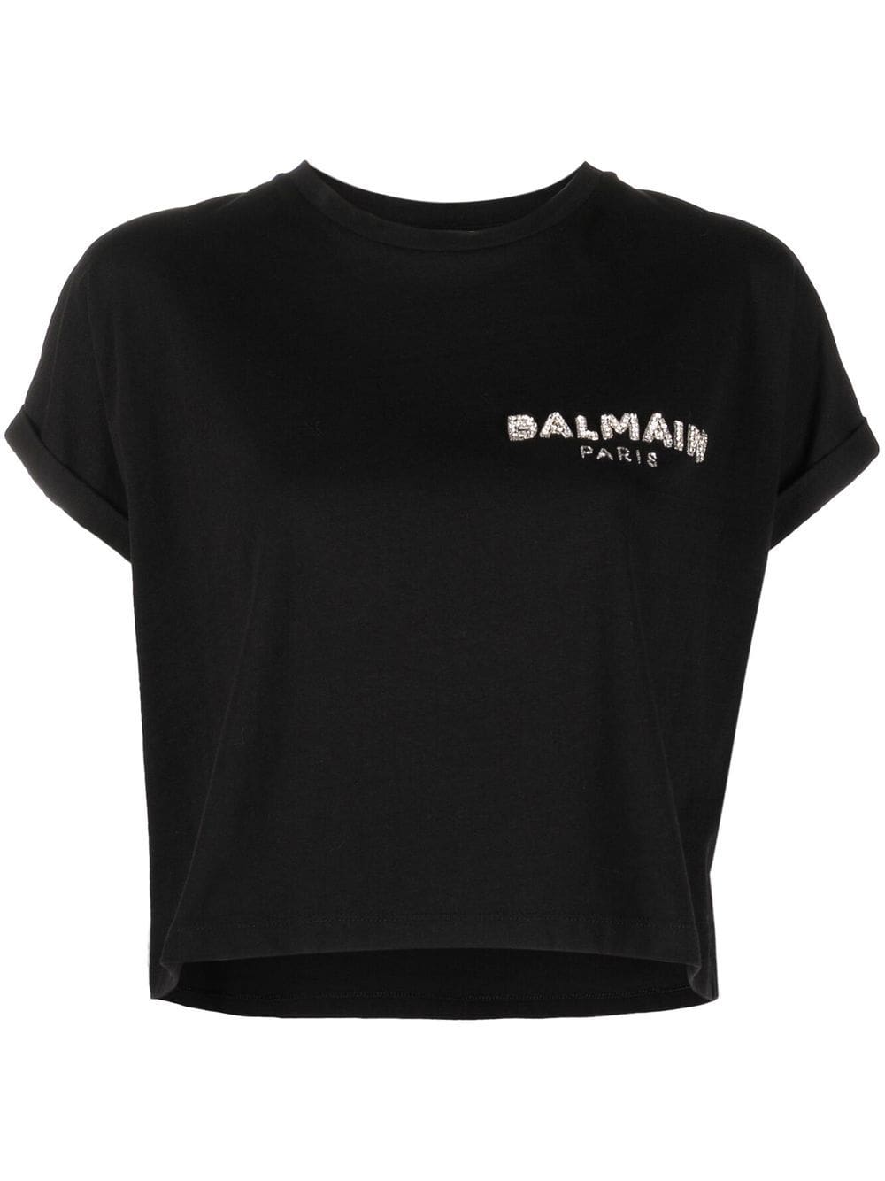 Balmain sequin logo round neck T-shirt