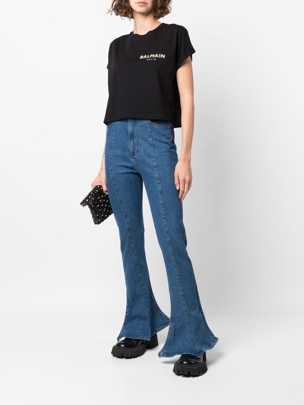 Balmain sequin logo round neck T-shirt - Image 2