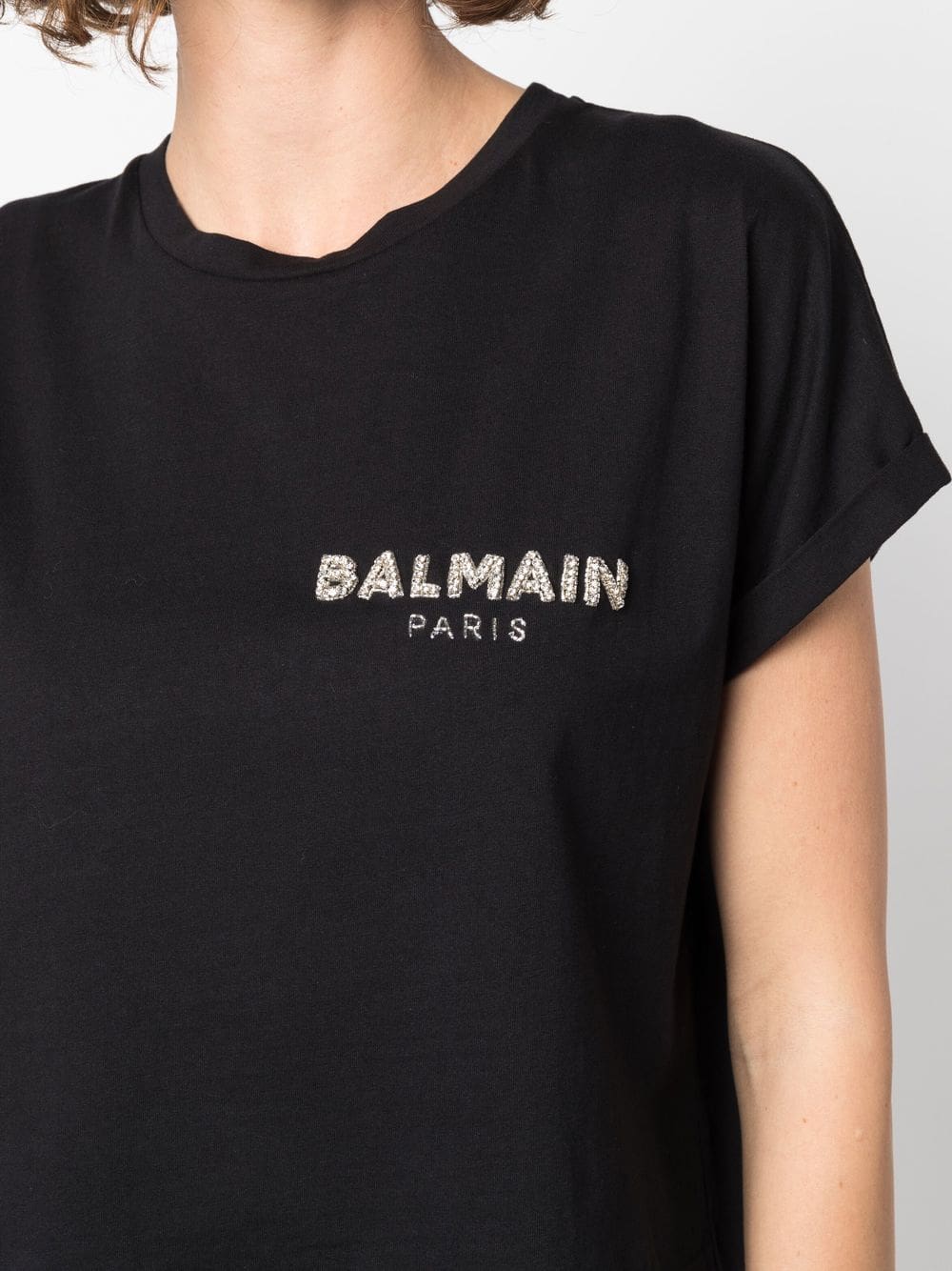 Balmain sequin logo round neck T-shirt - Image 5