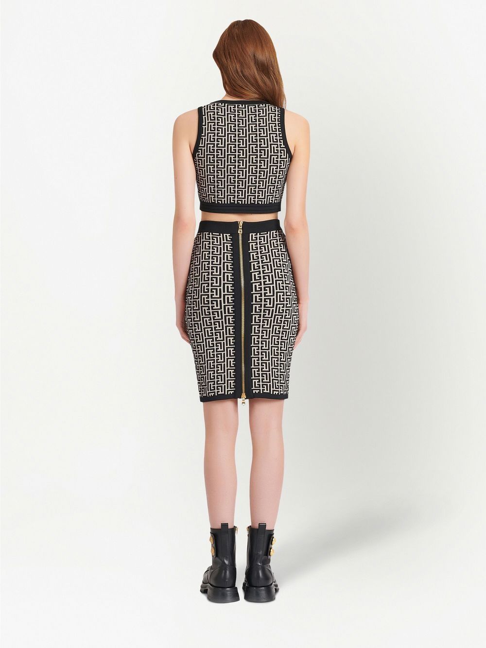 Balmain monogram-pattern cropped top - Image 4
