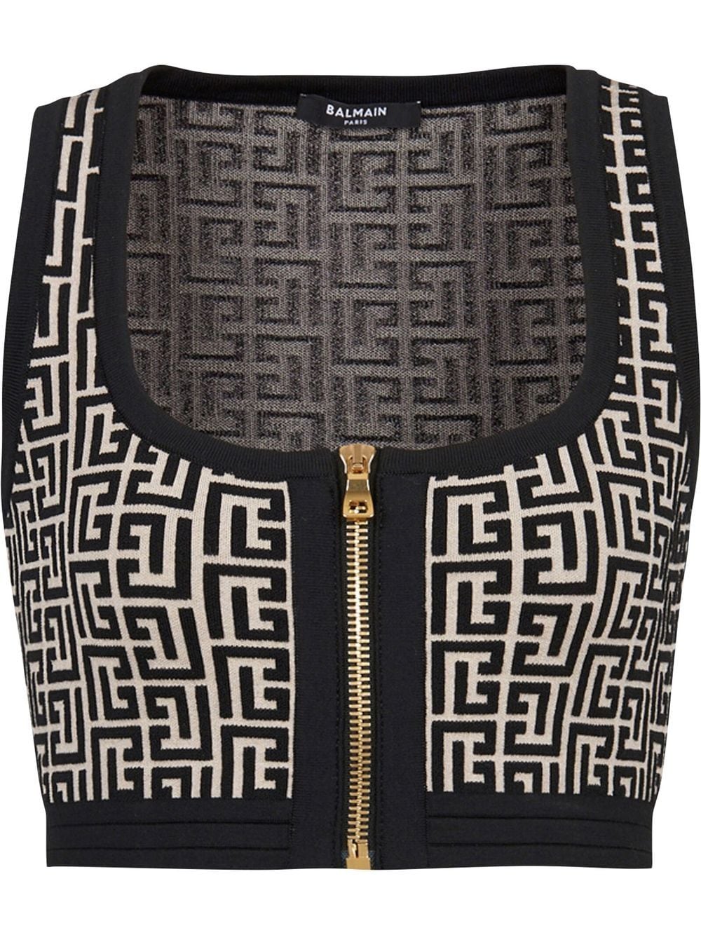Balmain monogram-pattern cropped top