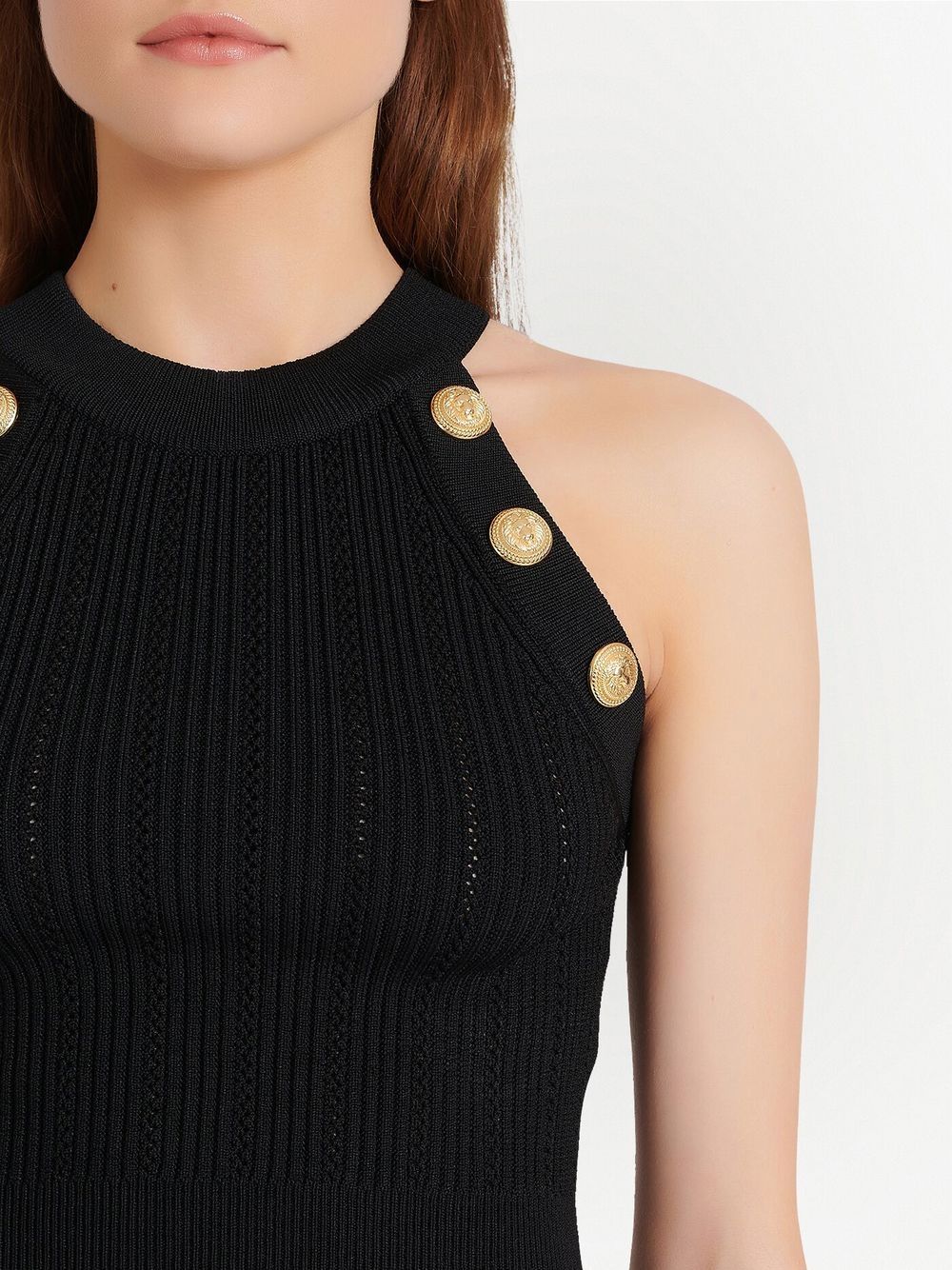 Balmain button-embossed cropped top - Image 5