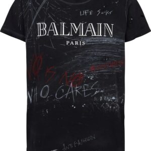 Balmain  logo-print slogan T-shirt