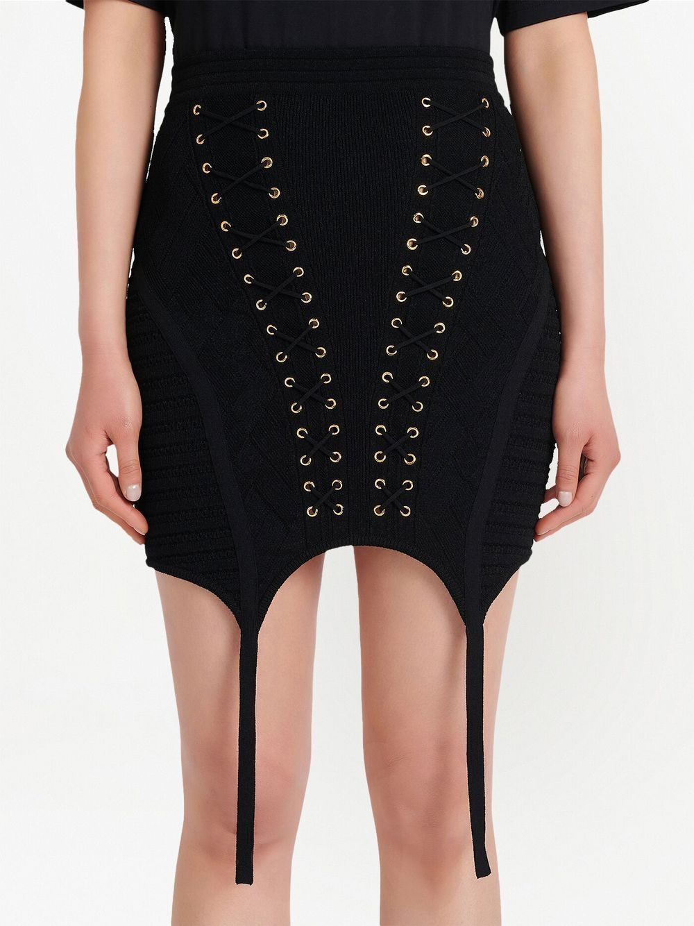 Balmain lace-up detailed knit skirt - Image 3