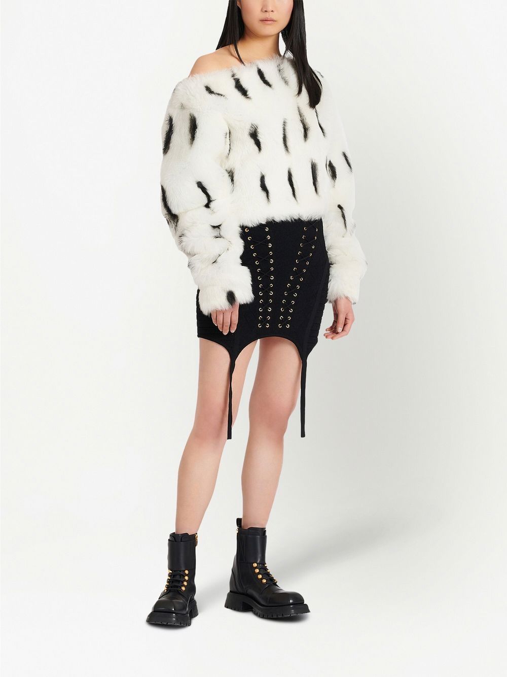 Balmain lace-up detailed knit skirt - Image 2