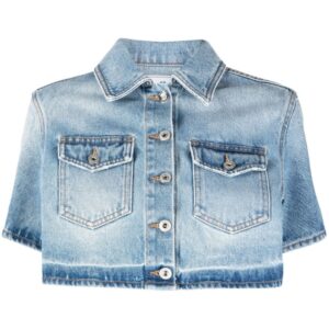 Off-White cropped short-sleeve denim shirt