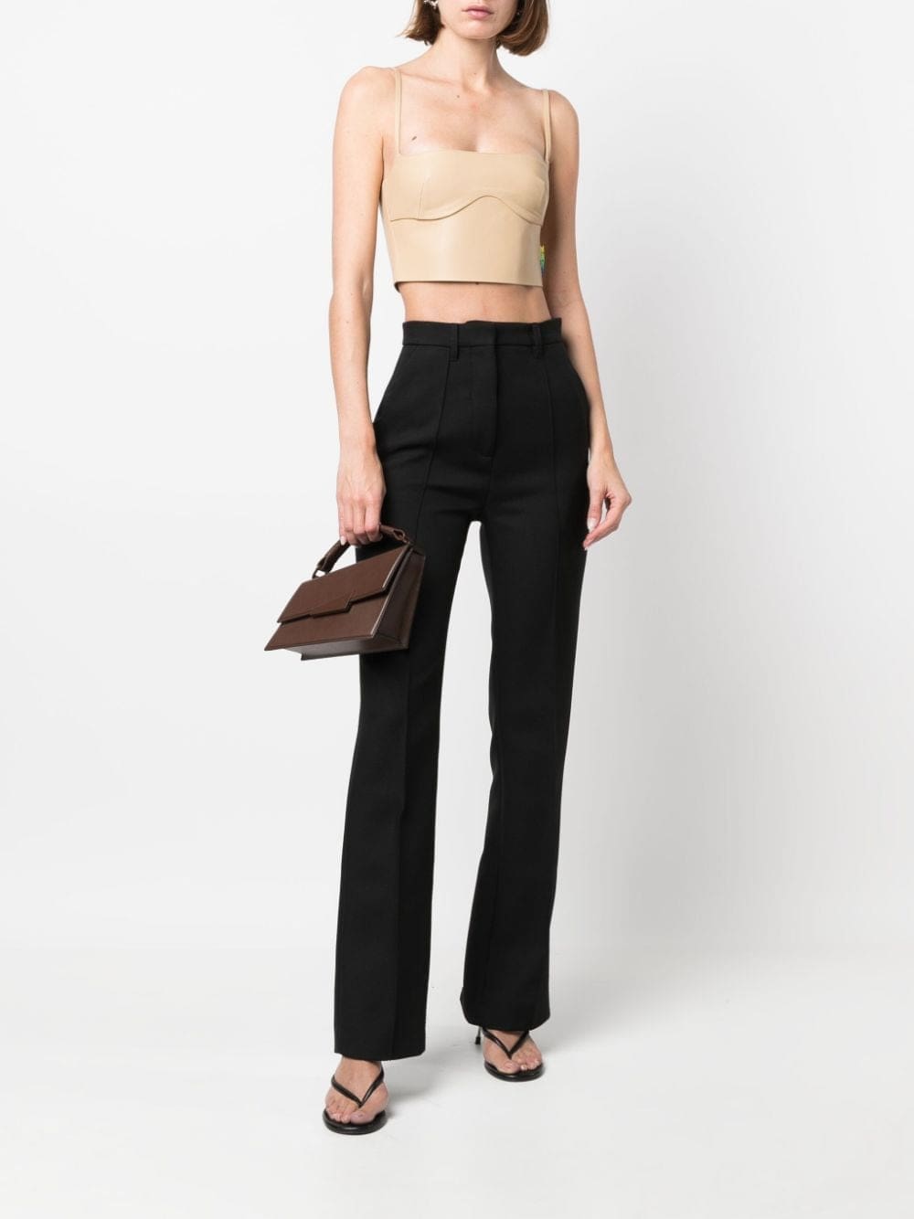 Off-White cropped leather bustier top - Image 2