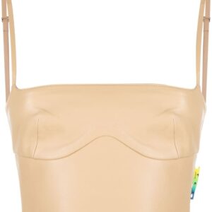 Off-White cropped leather bustier top