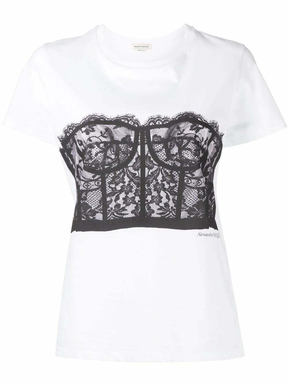 Alexander McQueen Corset-print cotton T-shirt