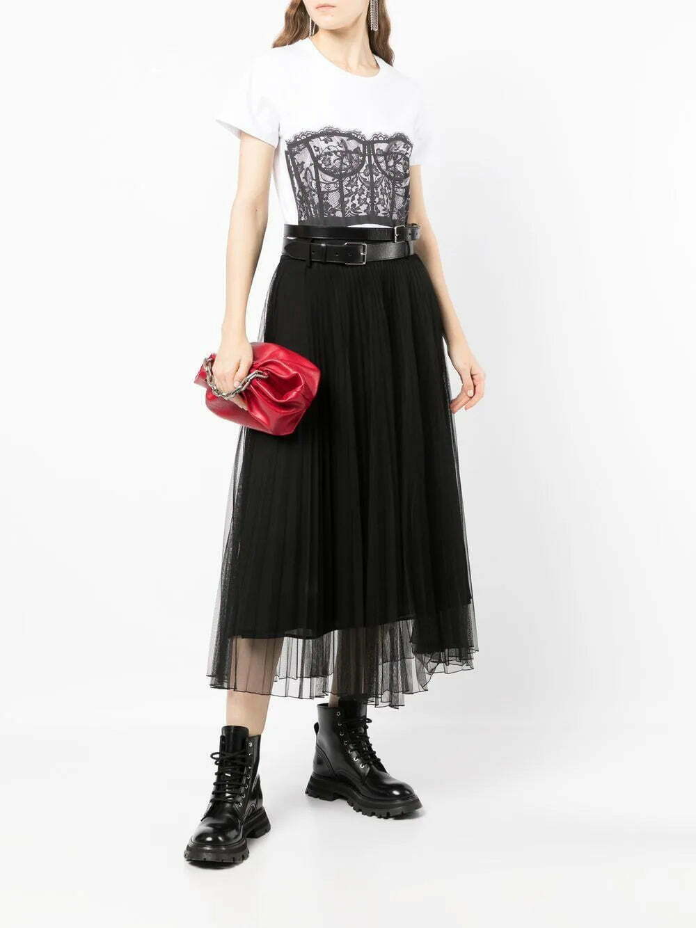 Alexander McQueen Corset-print cotton T-shirt - Image 2