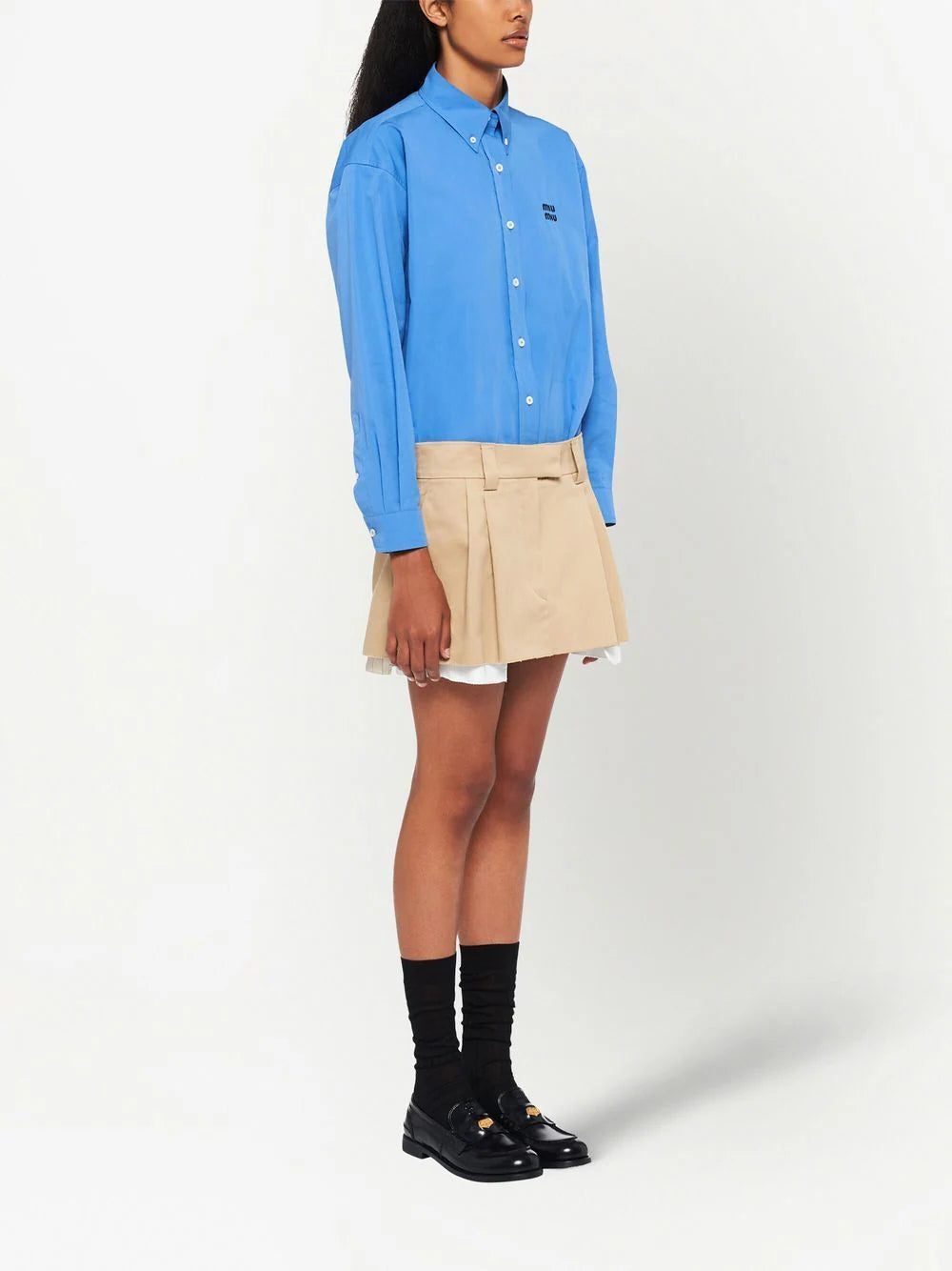 Miu Miu embroidered-logo chino miniskirt - Image 3