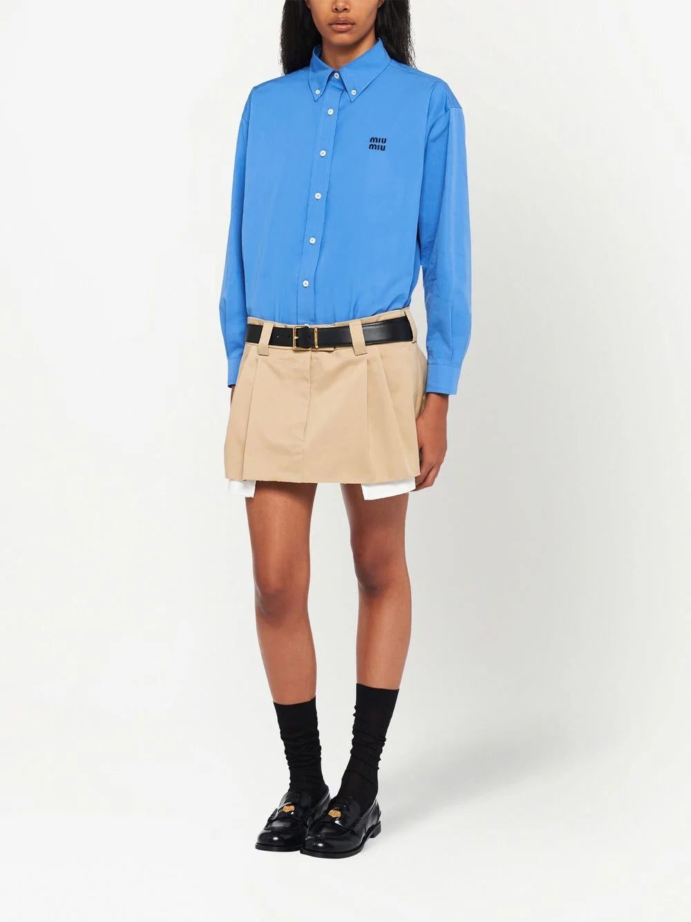 Miu Miu embroidered-logo chino miniskirt - Image 2