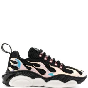 Moschino flame-effect lace-up sneakers
