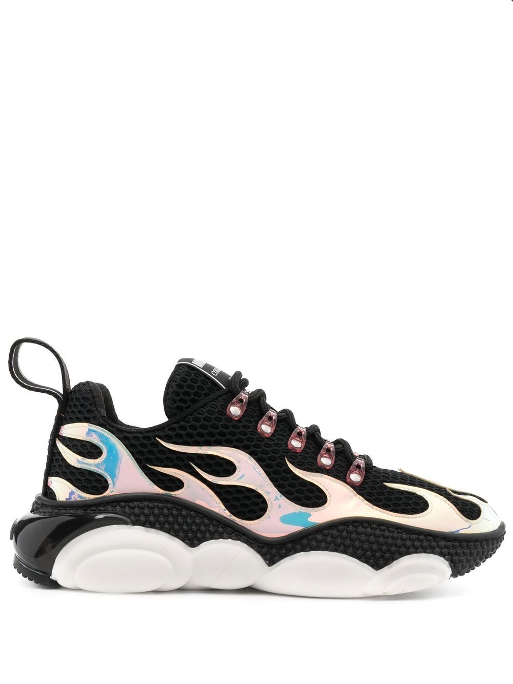 Moschino flame-effect lace-up sneakers