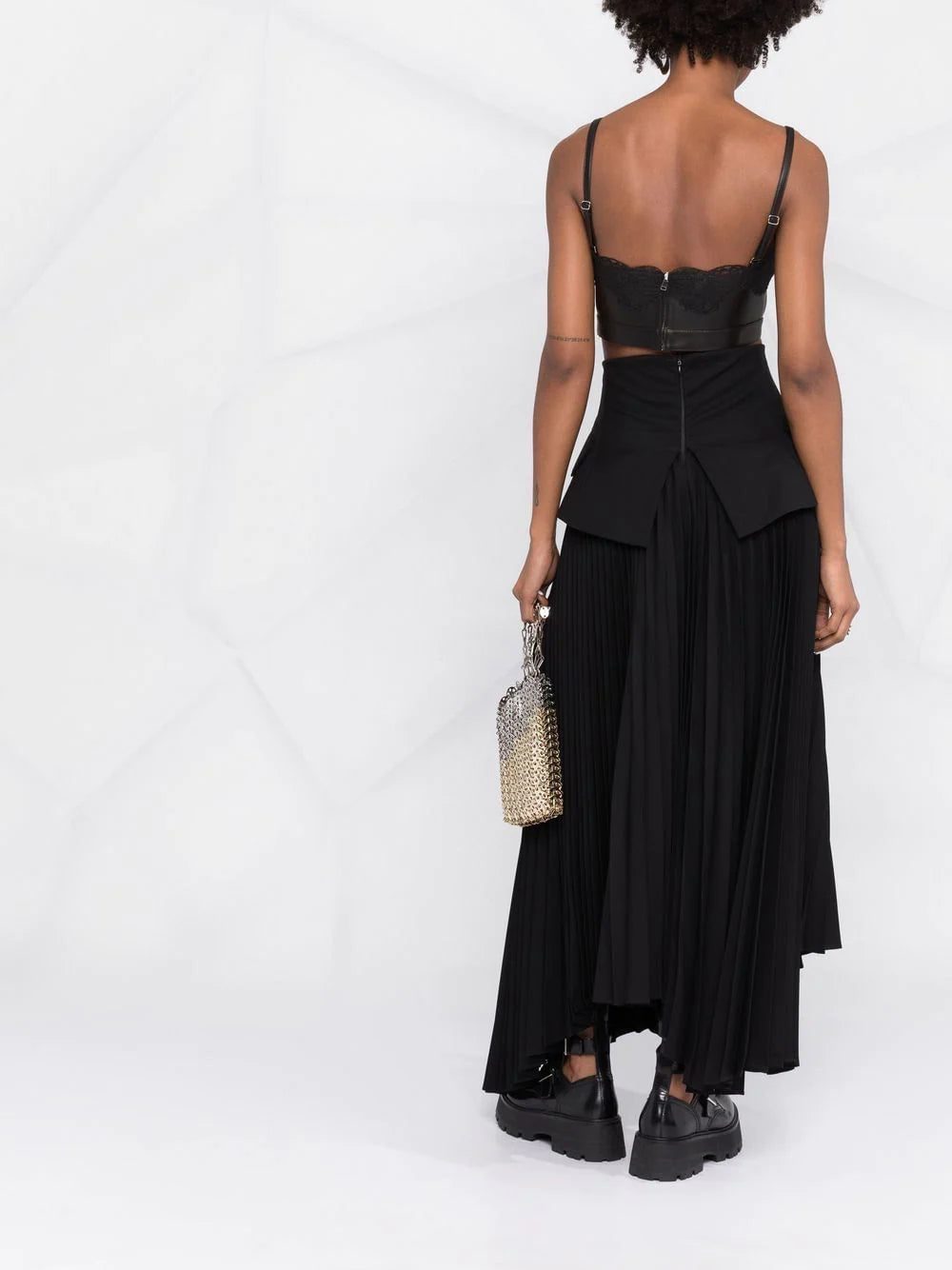 Alexander McQueen cropped lace-trim leather top - Image 4