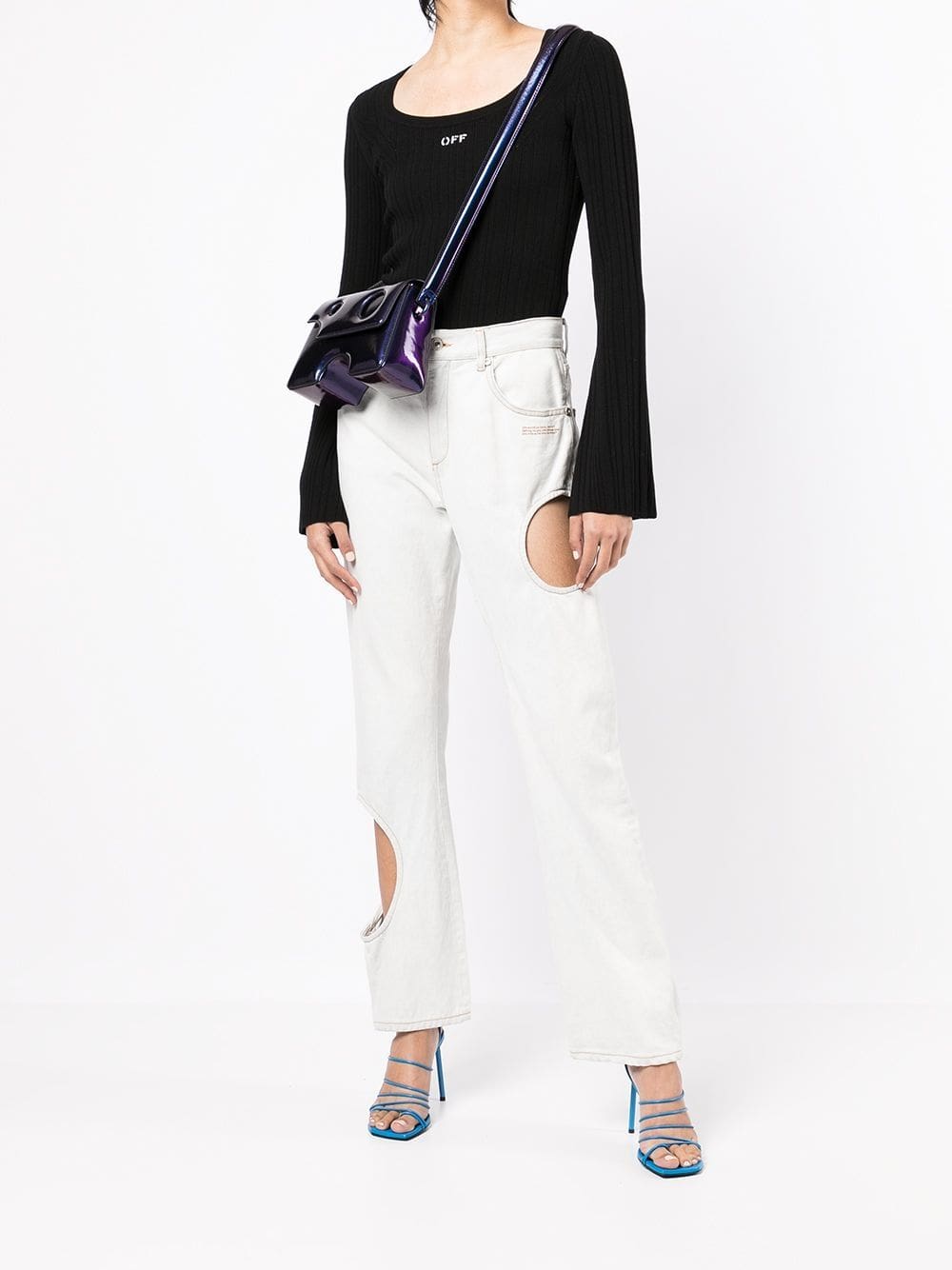 Off-White logo print ribbed top - Image 2