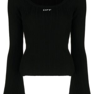 Off-White logo print ribbed top